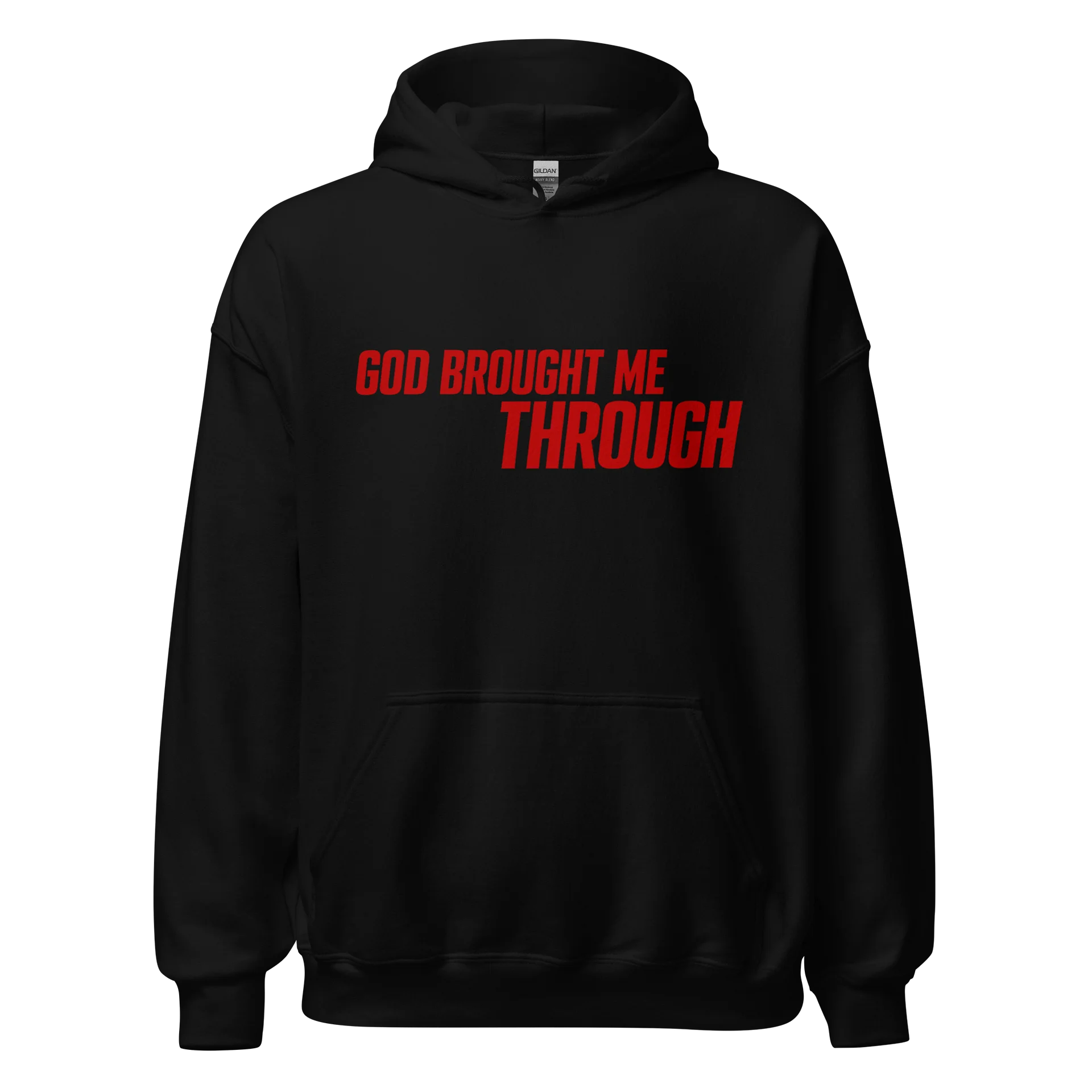 God Brought Me Through Hoodie | Red Statement Edition product image (1)