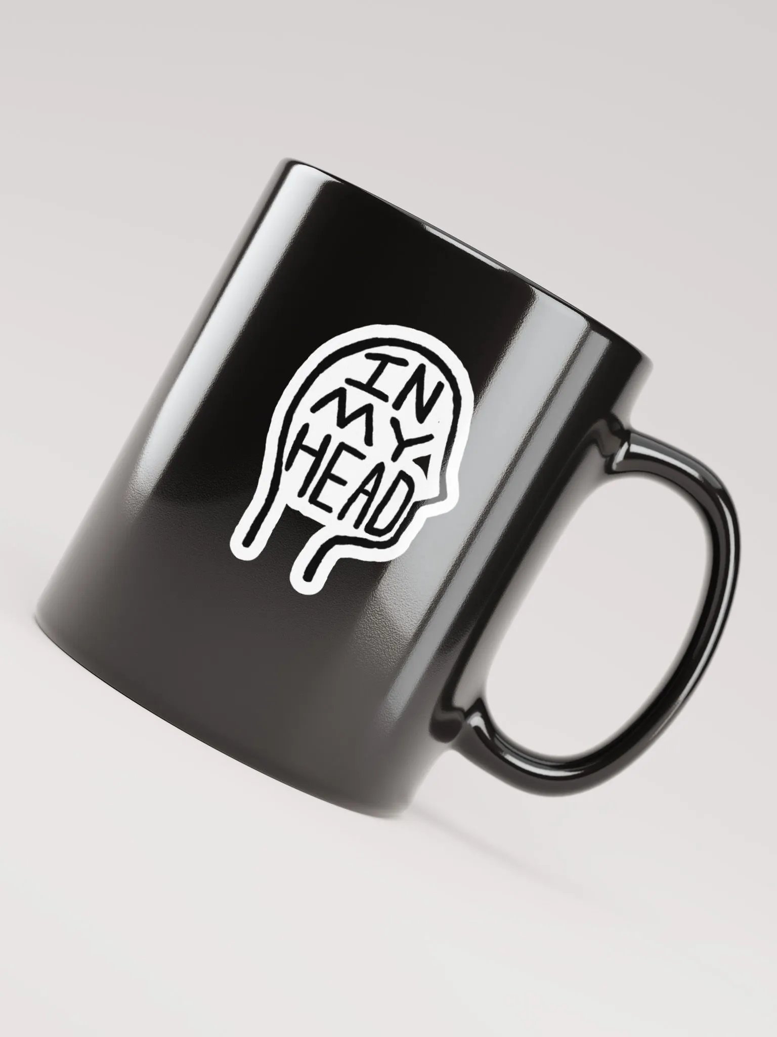 In My Head glossy black mug (bubble design) product image (3)