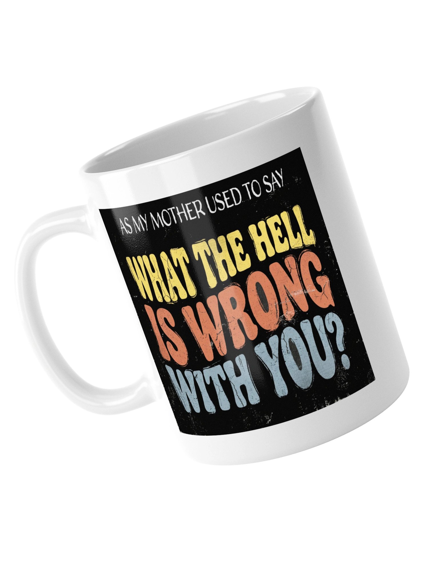 WHAT THE HELL Retro Distressed Ceramic Mug – White product image (5)