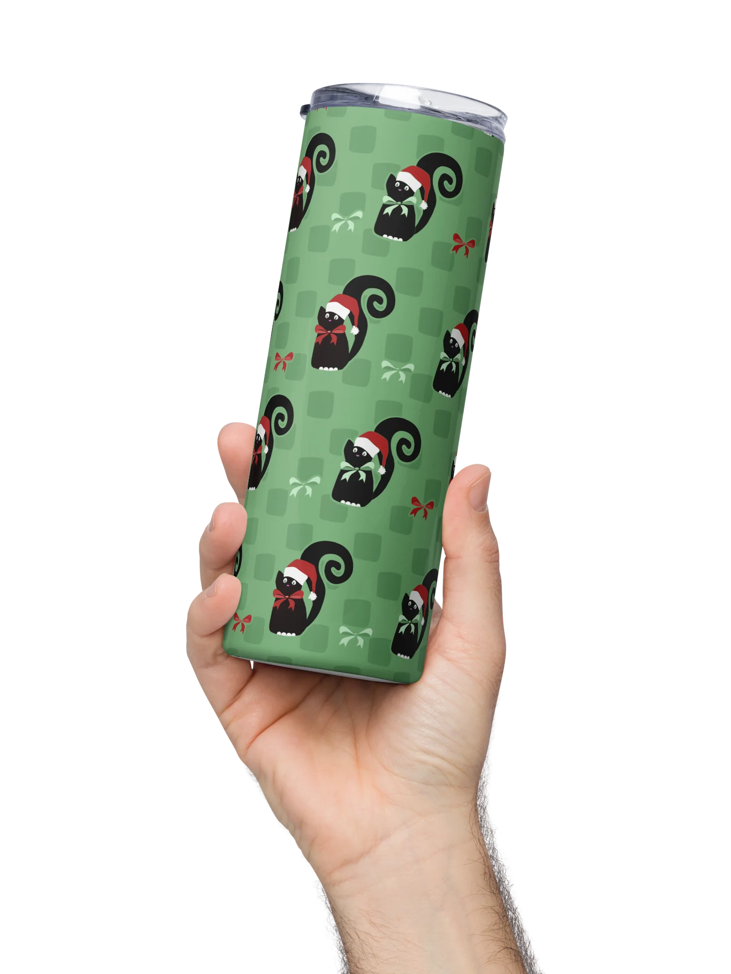 Christmas Kitties in a Row 20 oz Stainless Steel Tumbler – Green product image (3)