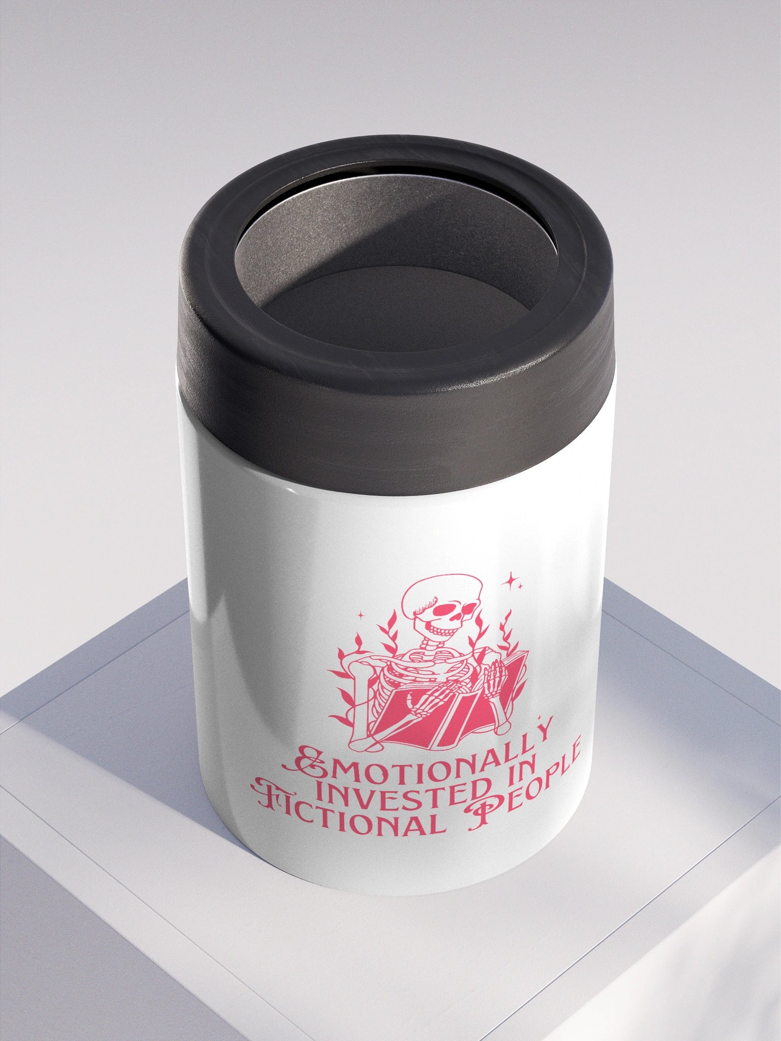 emotionally invested in fictional people skeleton koozie product image (2)