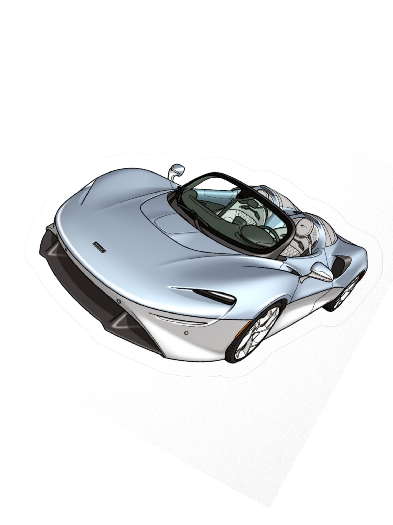 Supernova Silver and Polaris Blue McLaren Elva Sticker (Retro, Sketch, Silhouette) product image (4)