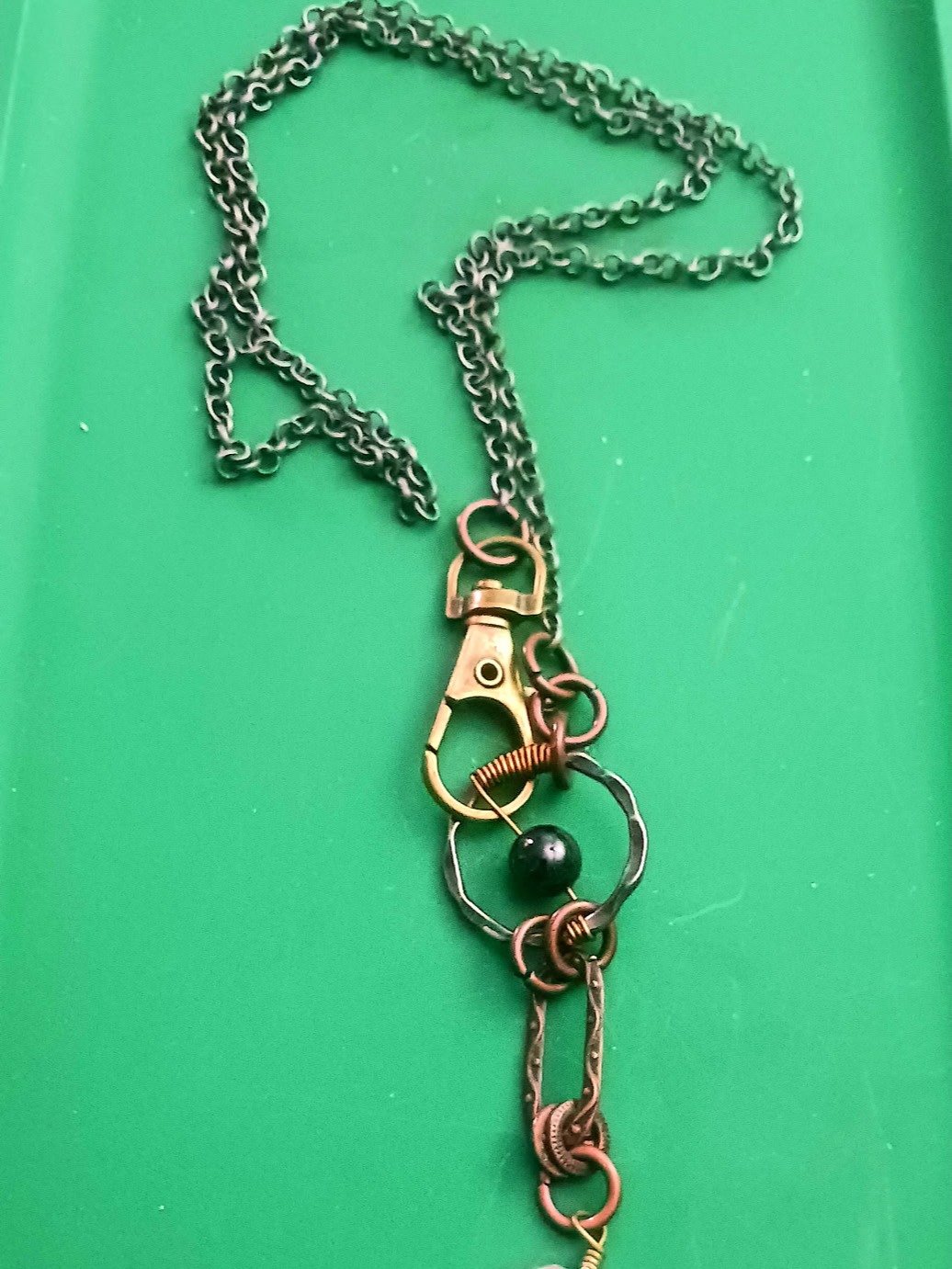Mixed Metal Quartz Necklace - Artisan Handmade Gemstone Jewelry product image (2)