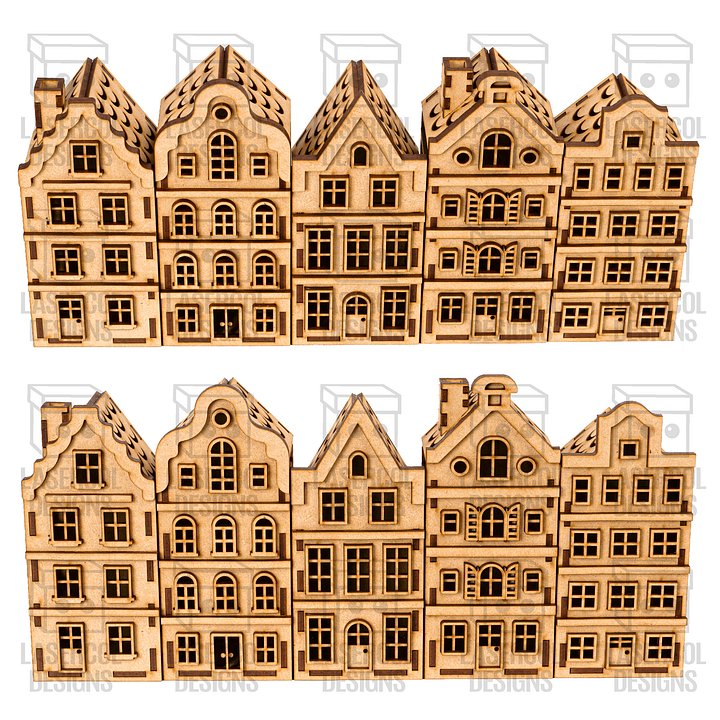 Christmas Houses Set 1 (5 Styles) - Laser Cut Files product image (2)