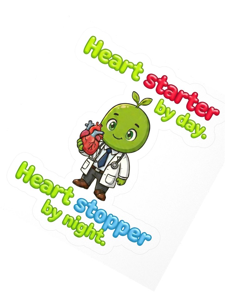 IvySprout Heart starter by day. Heart stopper by night. Sticker product image (2)