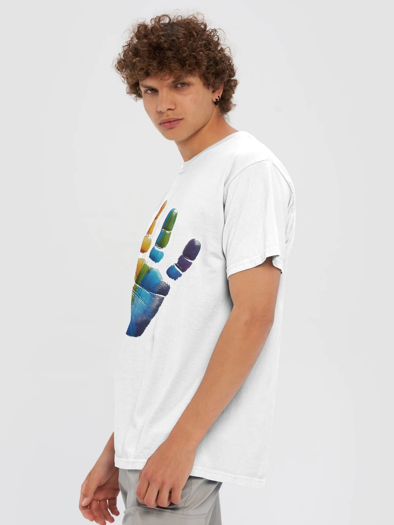 Rainbow Handprint Cotton Tee White product image (6)