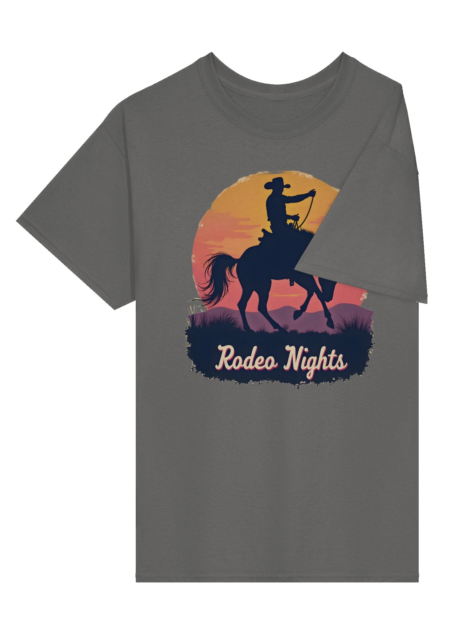 Rodeo Nights Vintage Western T-Shirt - Cowboy Horse Silhouette Sunset Tee for Country Lovers & Rodeo Fans product image (5)