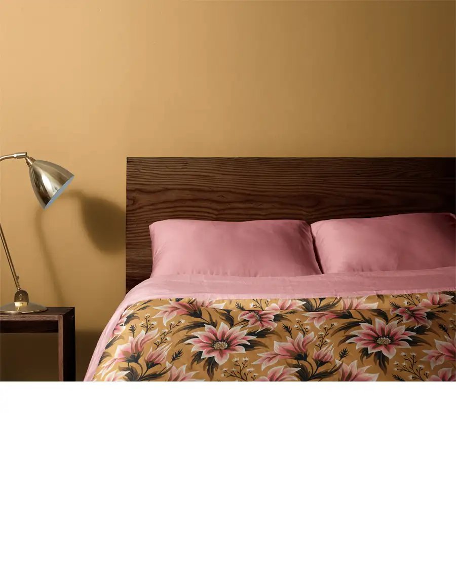 Wallpaper & Bedding Mockup with Wooden Headboard product image (5)
