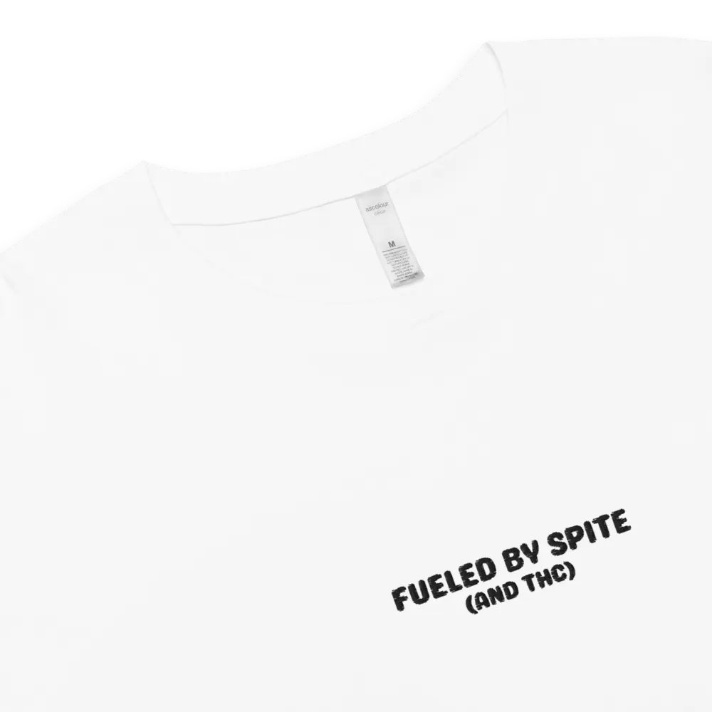FUELED BY SPITE (black thread) embroidered cotton crop top product image (39)