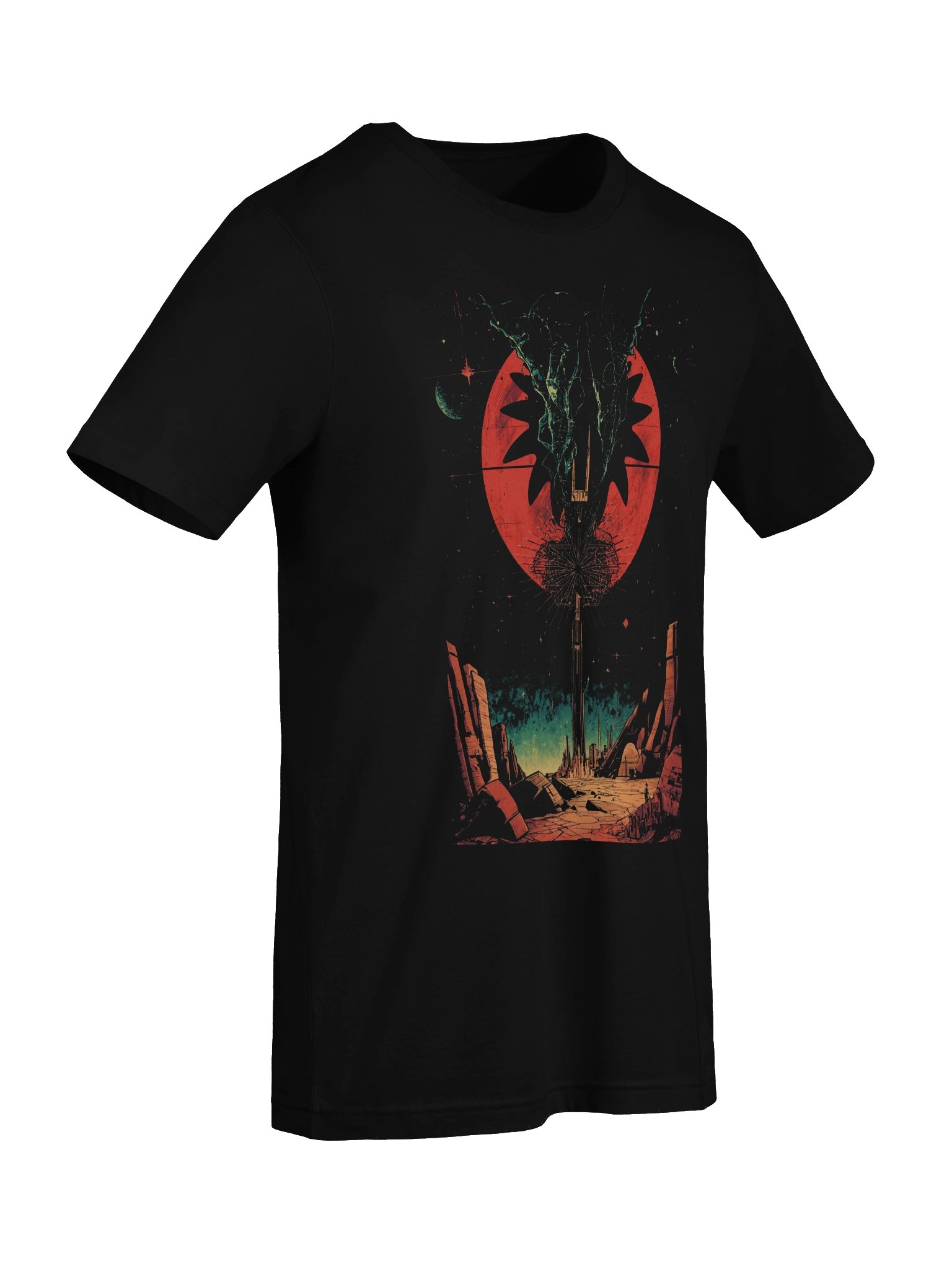 Retro-Futurist Eclipse Tower Lightweight T-Shirt product image (2)