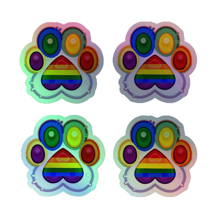 Rainbow Pride Paw Print Holographic Kiss Cut Sticker Sheet product image (2)