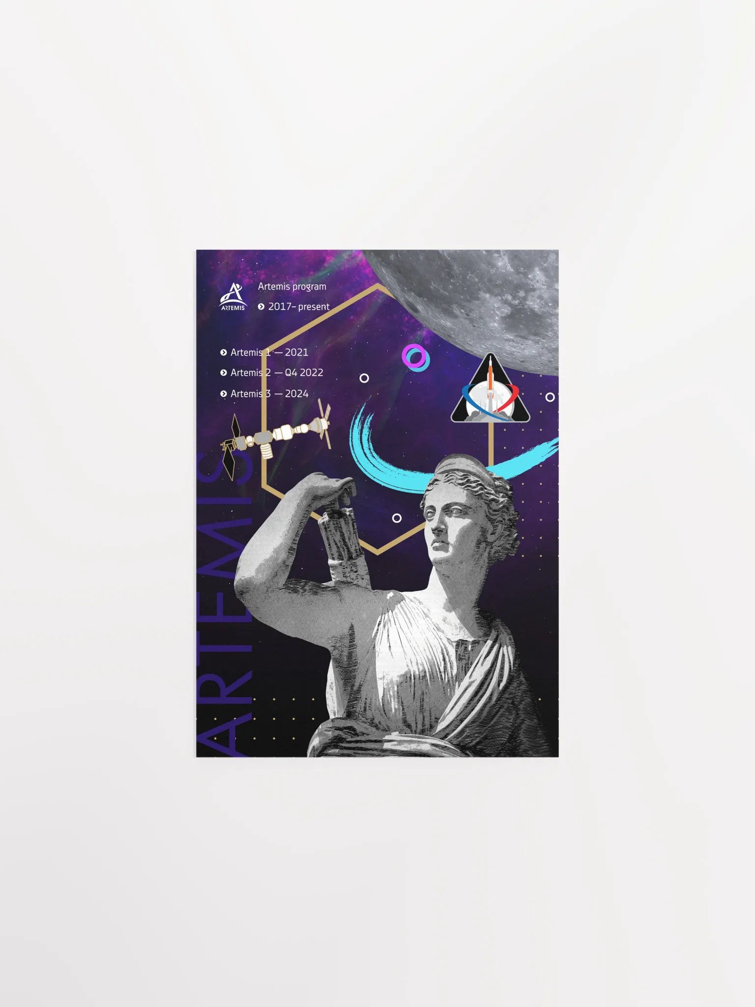 Vaporwave poster: Synthwave NASA Artemis program [synthwave/vaporwave/retrowave] — space poster, retrowave poster, neon poster, aesthetic product image (7)