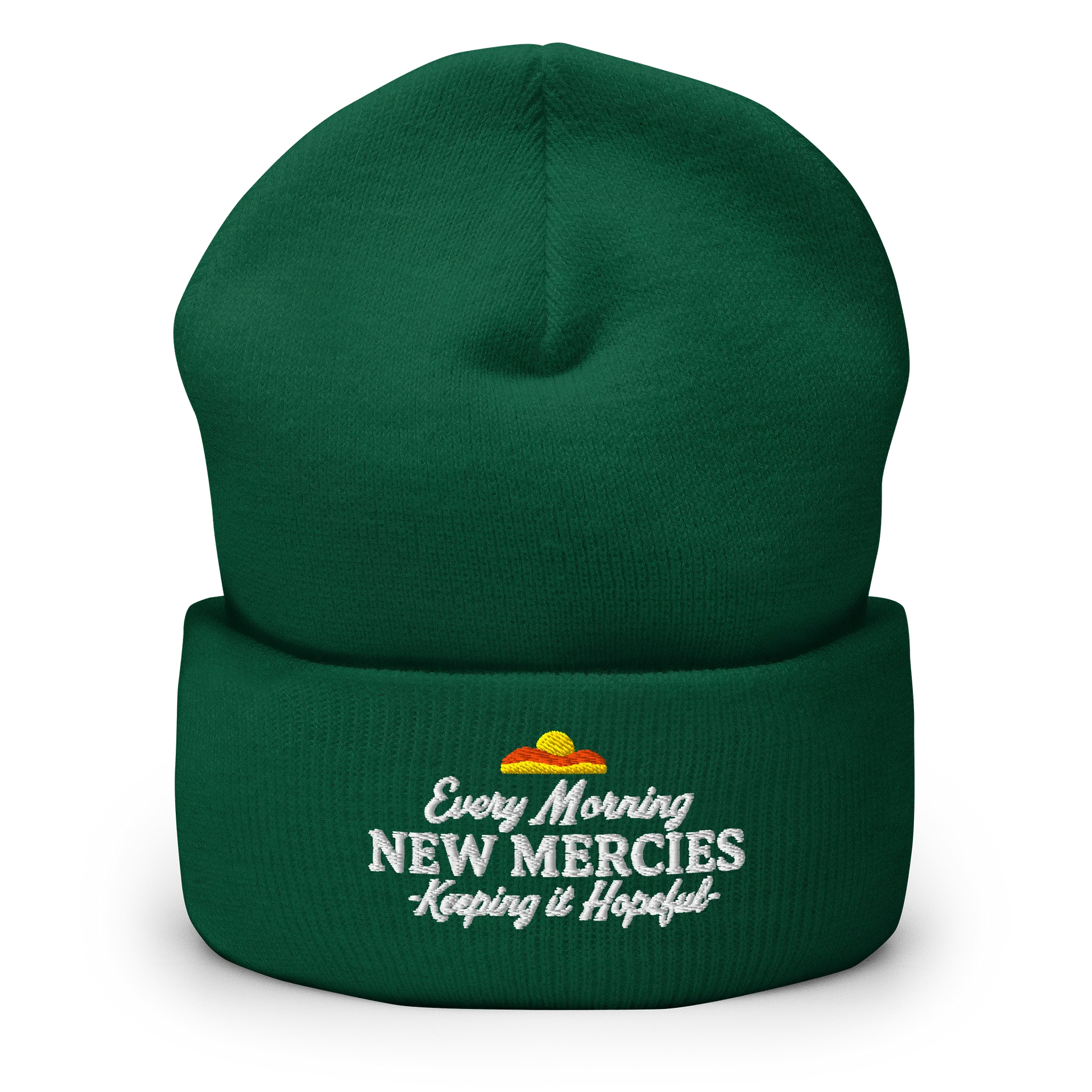 Every Morning New Mercies Golden Sunrise Embroidered Beanie product image (9)