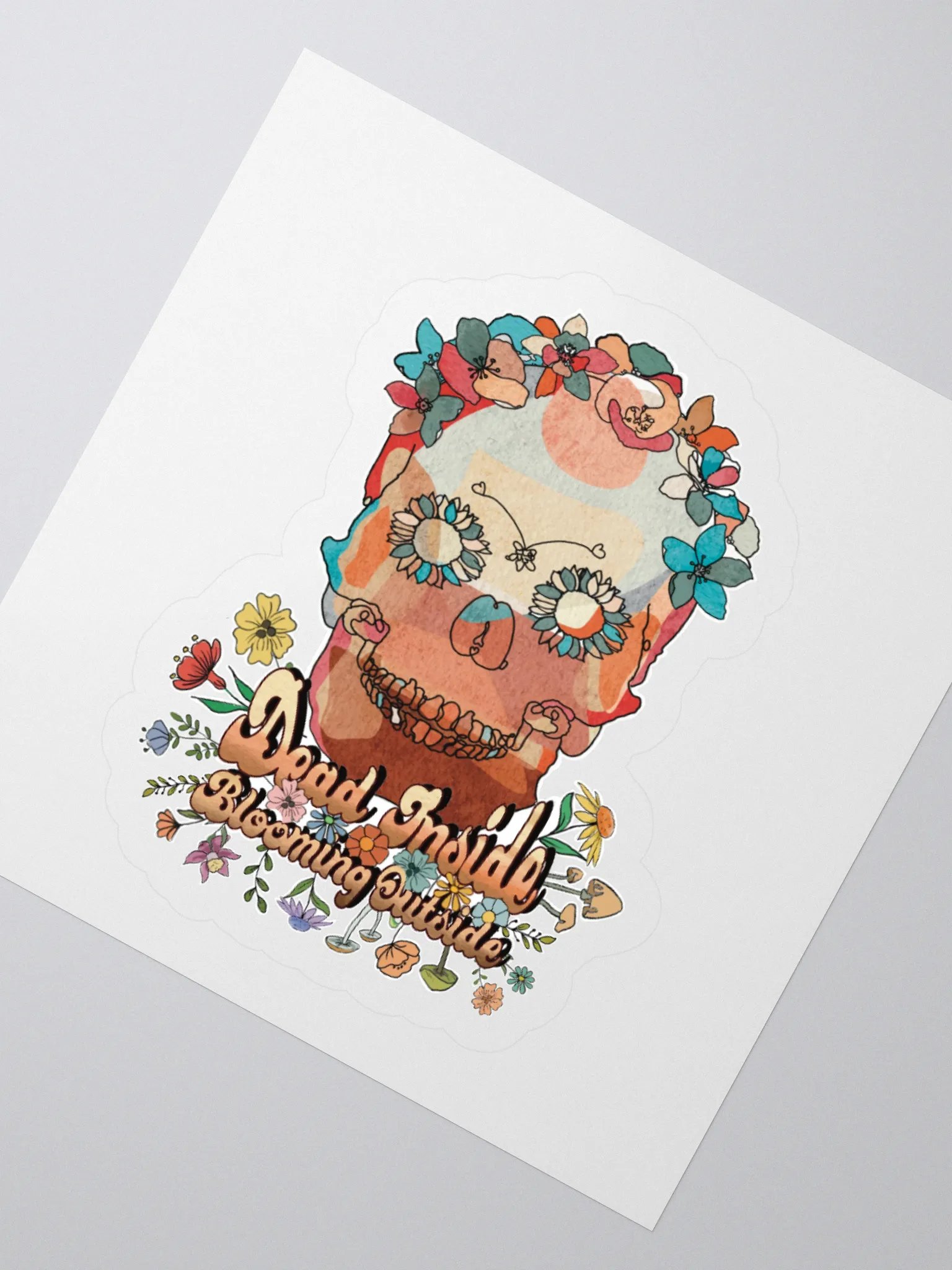 Sugar Skull Sticker - Dead Inside Blooming Outside product image (3)