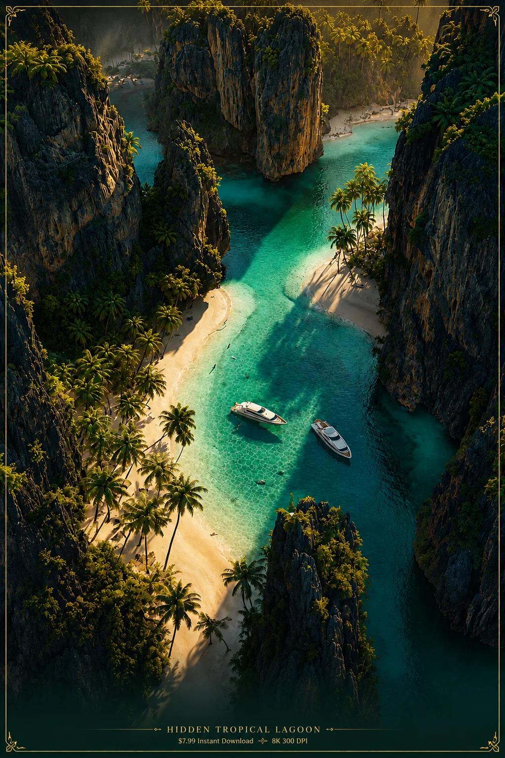 Hidden Tropical Lagoon Wall Art | 8K Tropical Beach Printable Digital Download product image (1)