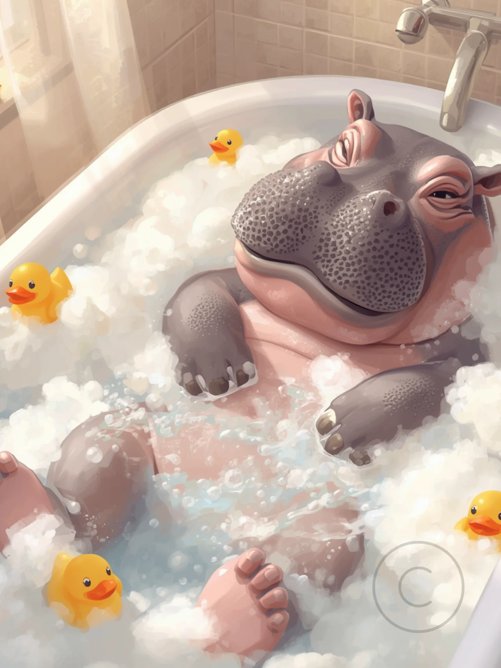 Hippo in a Tub Poster product image (1)
