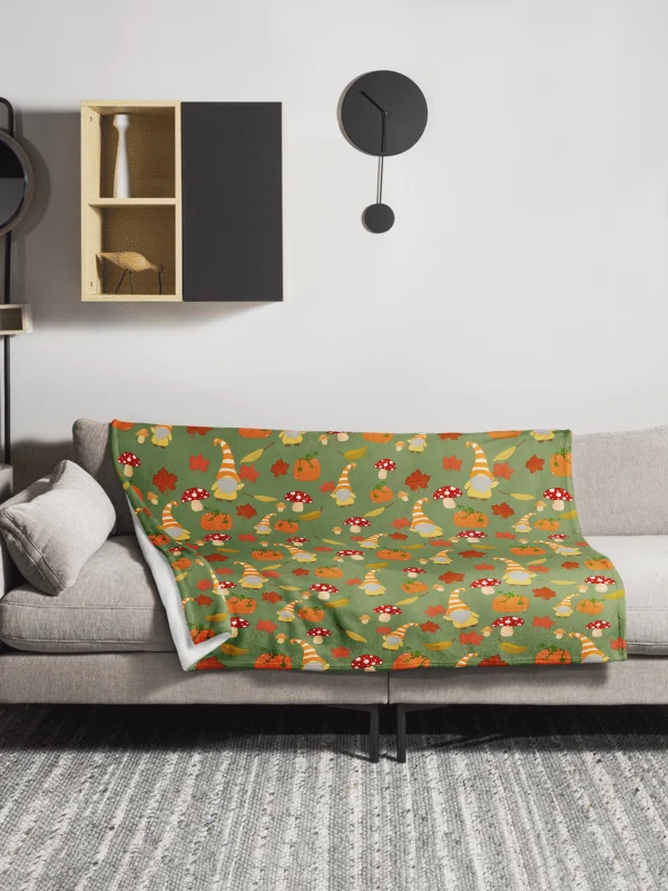 Fall with my Gnomies in Green Throw Blanket product image (2)