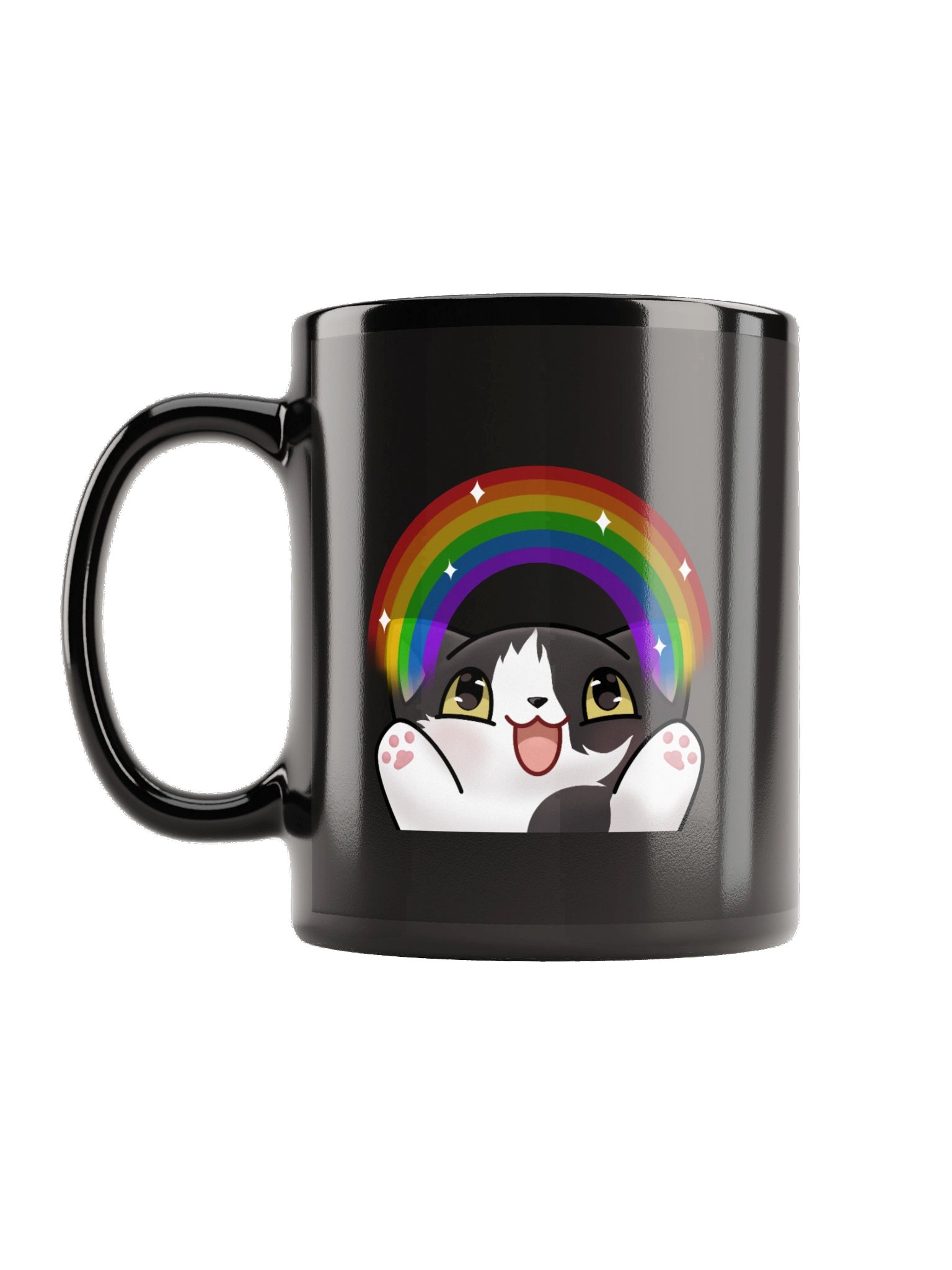 Rainbow Kitten black mug product image (1)