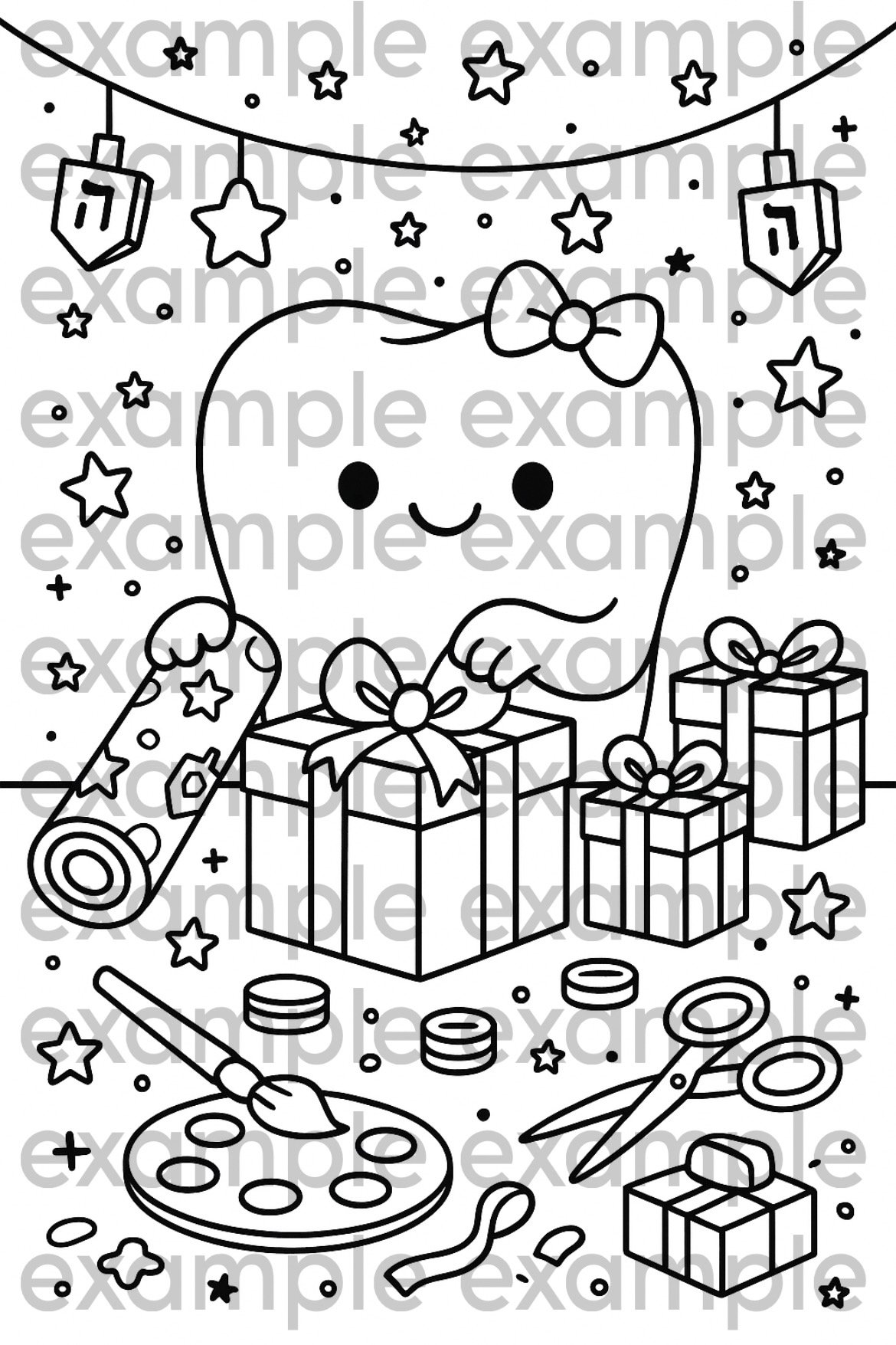 Floss-tival of Lights Hannukah Coloring pages product image (6)