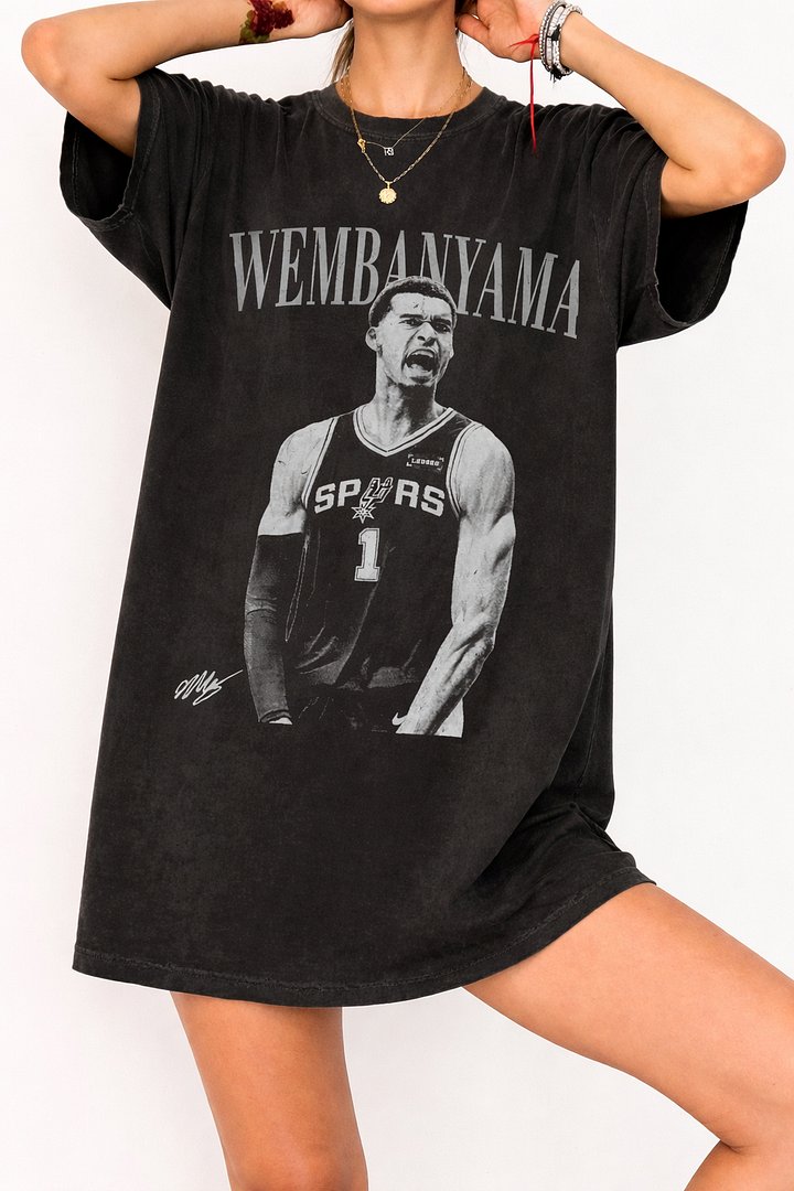 Victor Wembanyama Vintage Washed T-Shirt | San Antonio Spurs NBA Playoffs Graphic Tee product image (2)