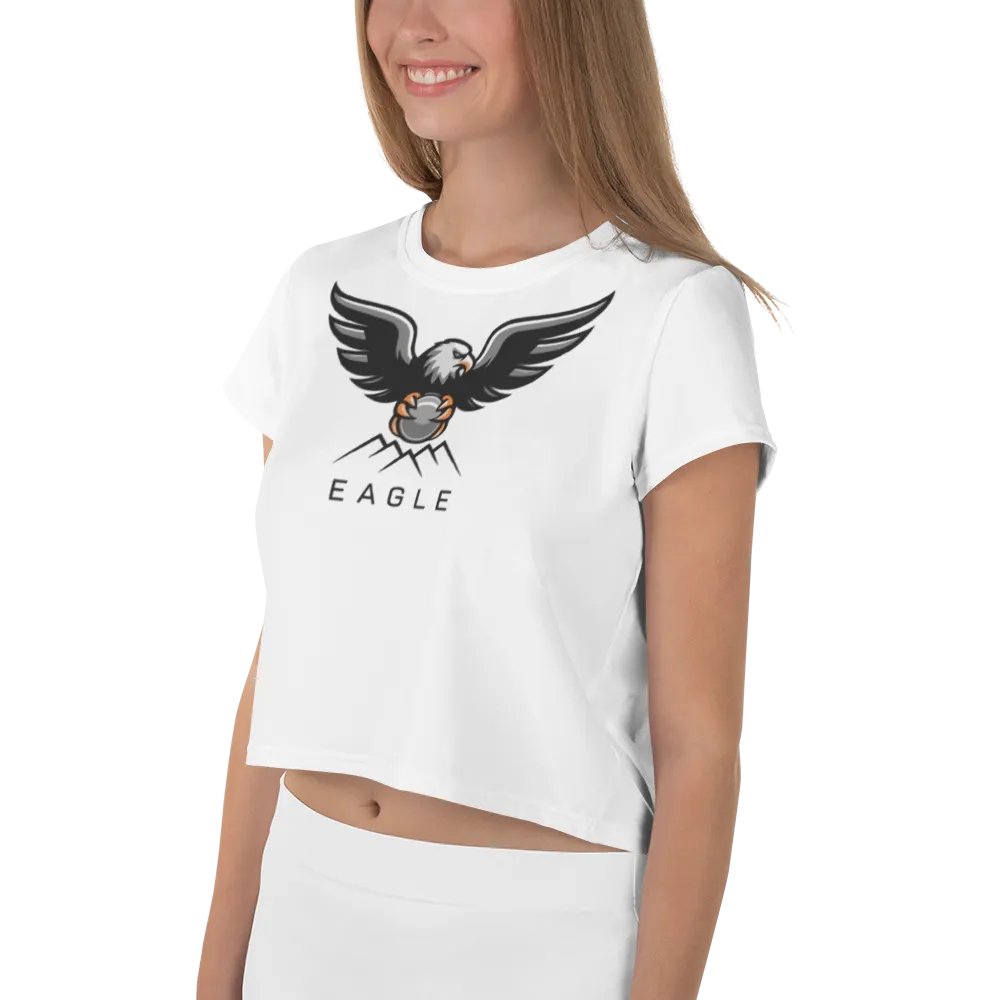 Eagle Women's Crop Tee - Bold Eagle Graphic on White product image (9)