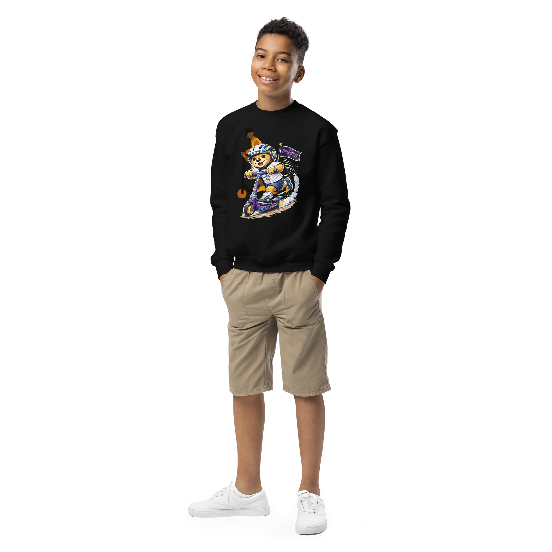 Bobzie Scooter Adventure Youth Sweatshirt | Ride With Confidence Edition by FayzieBobs product image (1)