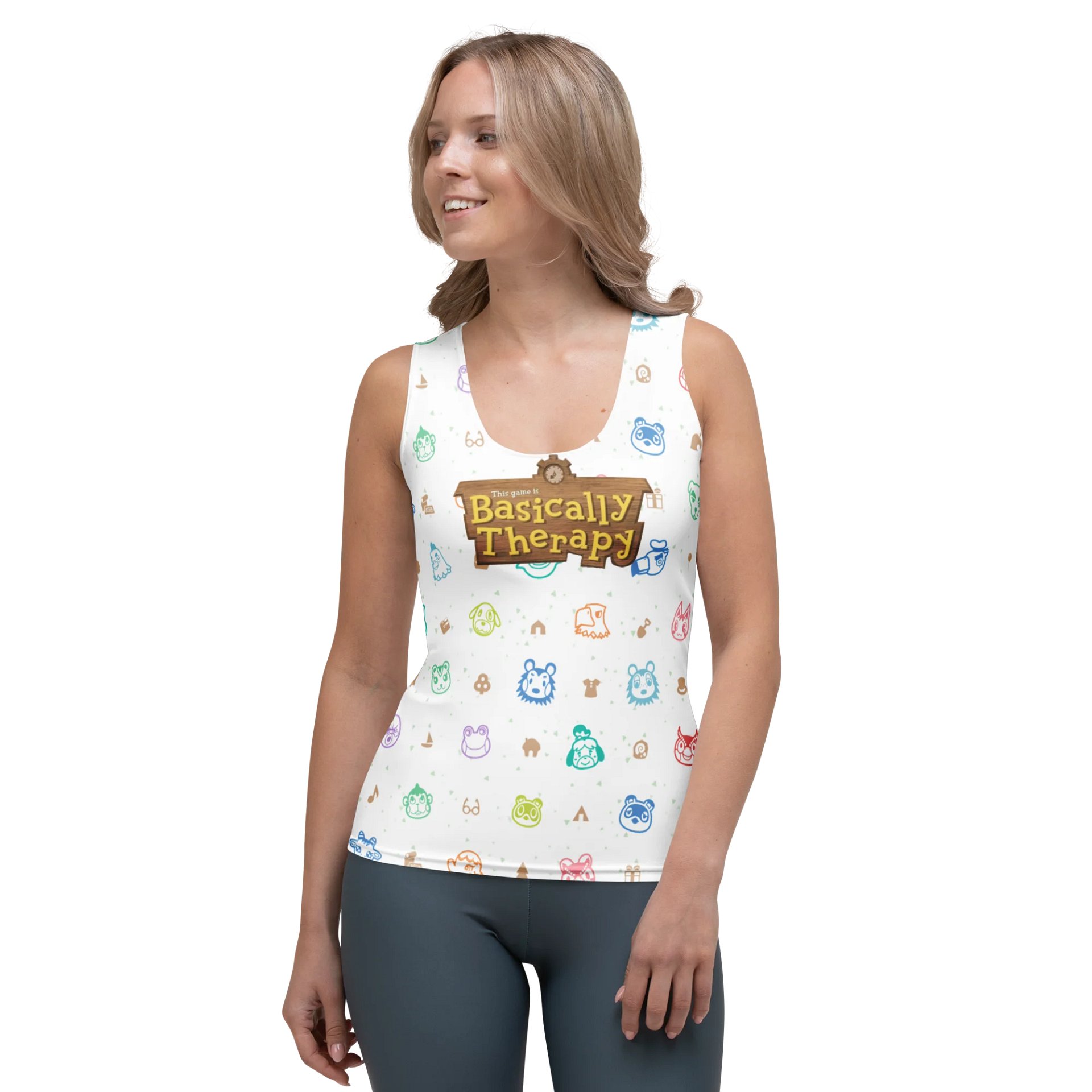 Basically Therapy all-over print tank product image (1)