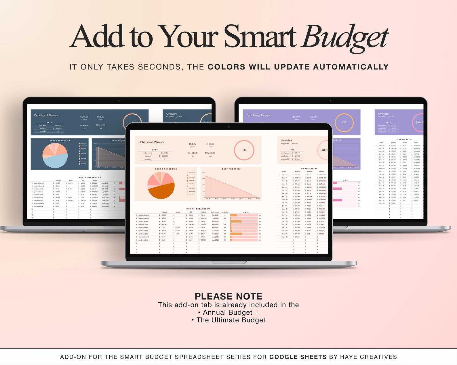 ADD-ON: Debt Payoff Tracker Add On for Our Smart Budget Spreadsheet product image (4)