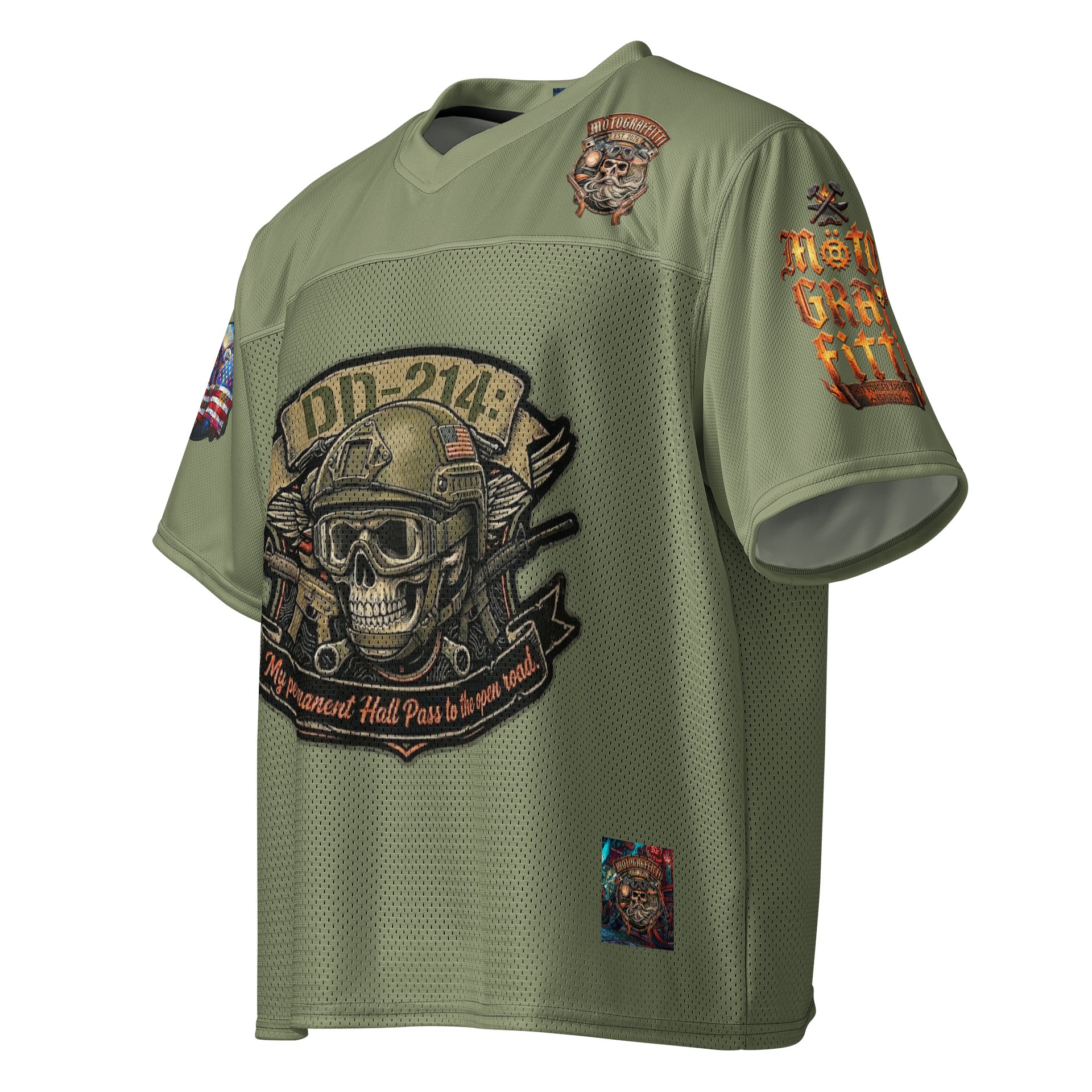 MötoGraffitti DD214 OD Green Football Jersey product image (3)