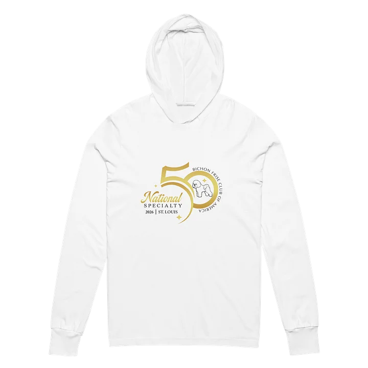 50th National Specialty Long Sleeve Hooded Tee - White with Large Logo product image (2)