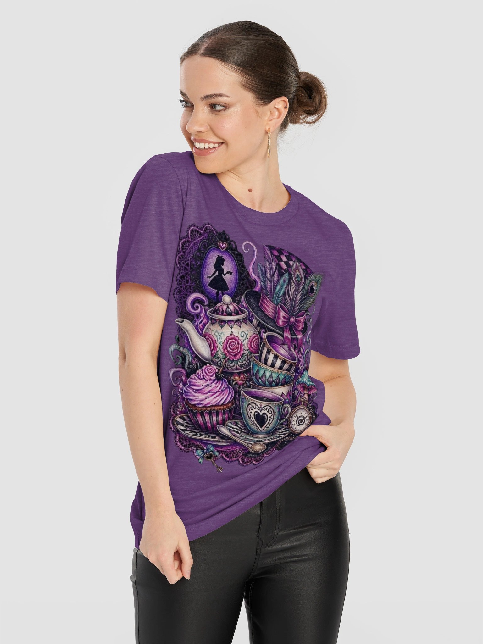 Wonderland Graphic Tee, Whimsigoth Tea Party, Alice & Mad Hatter Collage product image (12)