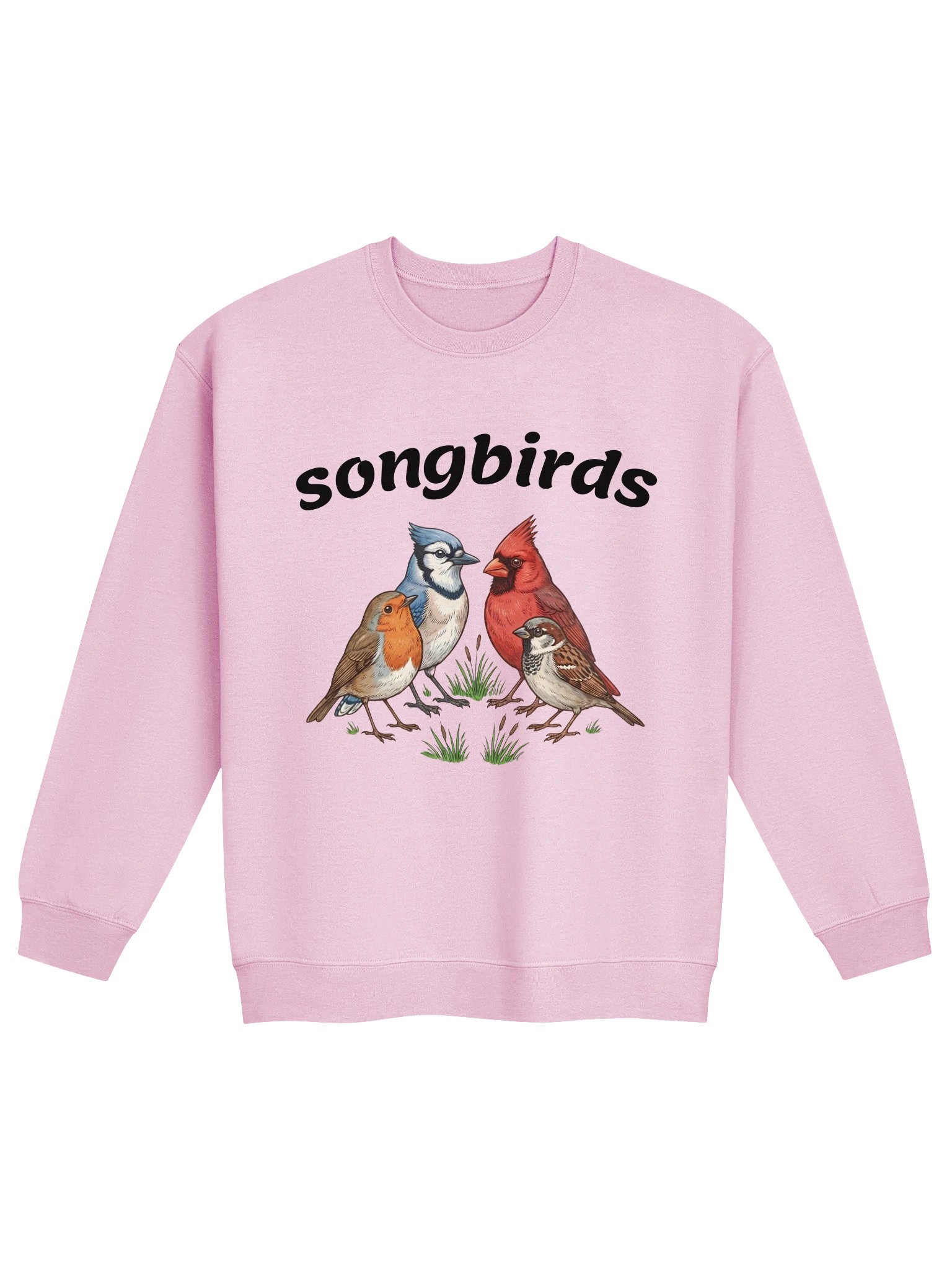 Songbirds Backyard Birds Crewneck Sweatshirt – Colorful Robin, Blue Jay & Cardinal Pullover product image (1)