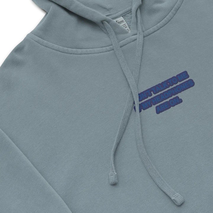 HEADPHONES ON (lake design) embroidered pigment hoodie product image (1)