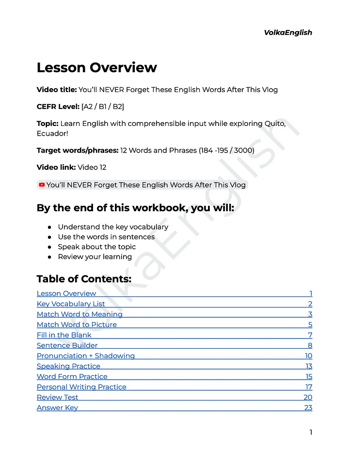 You’ll NEVER Forget These English Words After This Vlog - Video 12 Study Pack product image (2)