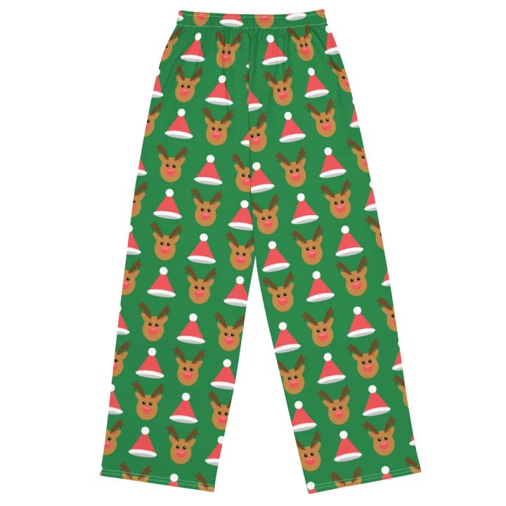 Festive Fusion Reindeer & Santa Hats Wide-Leg Pants product image (2)