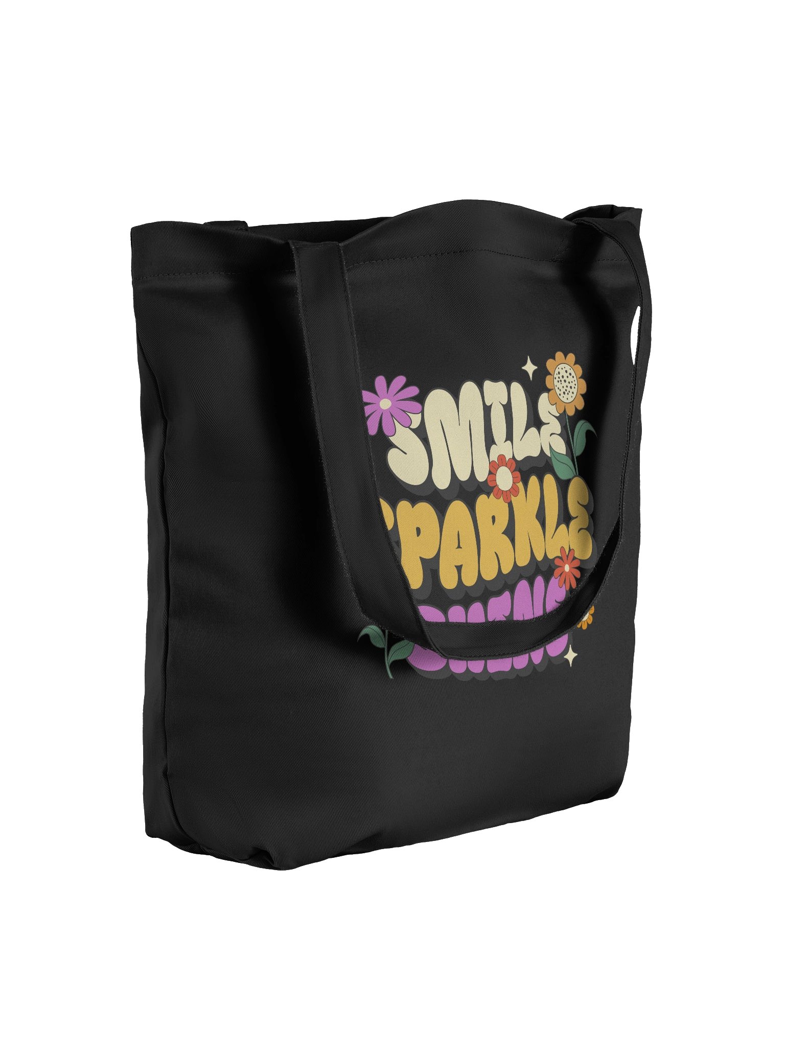 Chic Smile Sparkles Shine Bubble Typography Tote Bag Design product image (8)