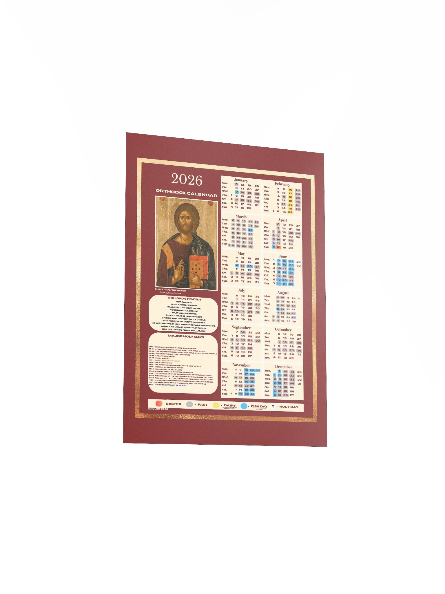 The Orthodox Christian Calendar 2026 (New Calendar / Revised Julian) product image (3)