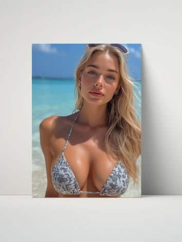 Blonde Bikini Model 8x10 Metal Wall Art – Ocean Beach Metal Poster Print product image (1)