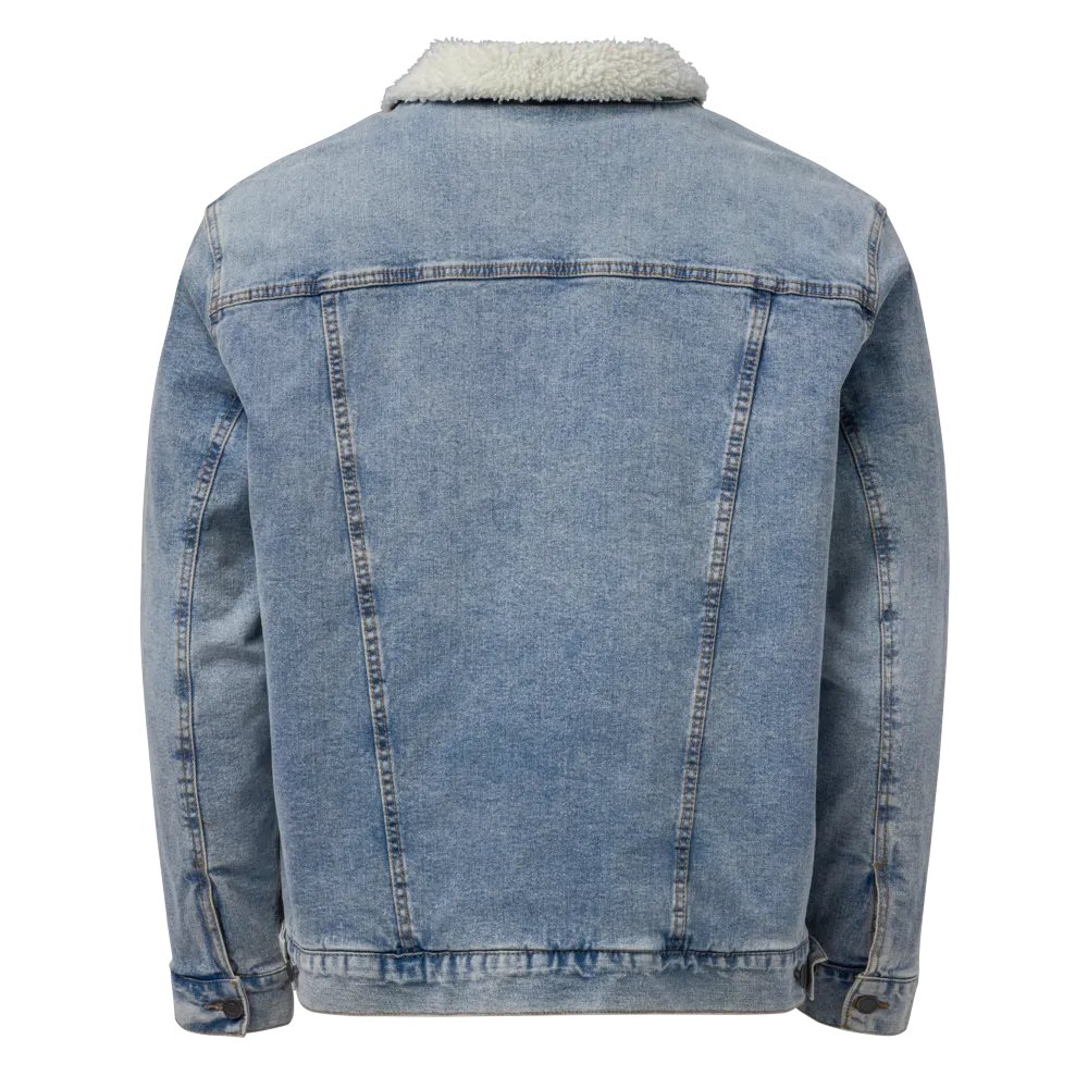 EXCLAIMING MENTALLY (white) embroidered denim sherpa jacket product image (2)