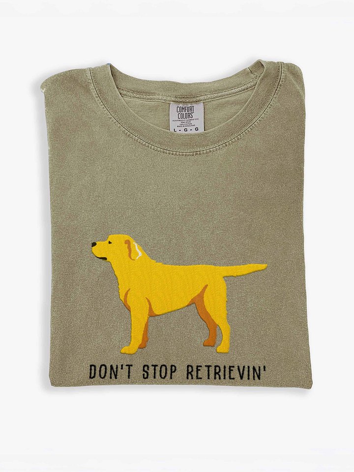 Don't Stop Retrievin' T-Shirt(Embroidered) of a Labrador Retriever(Yellow 2) product image (1)