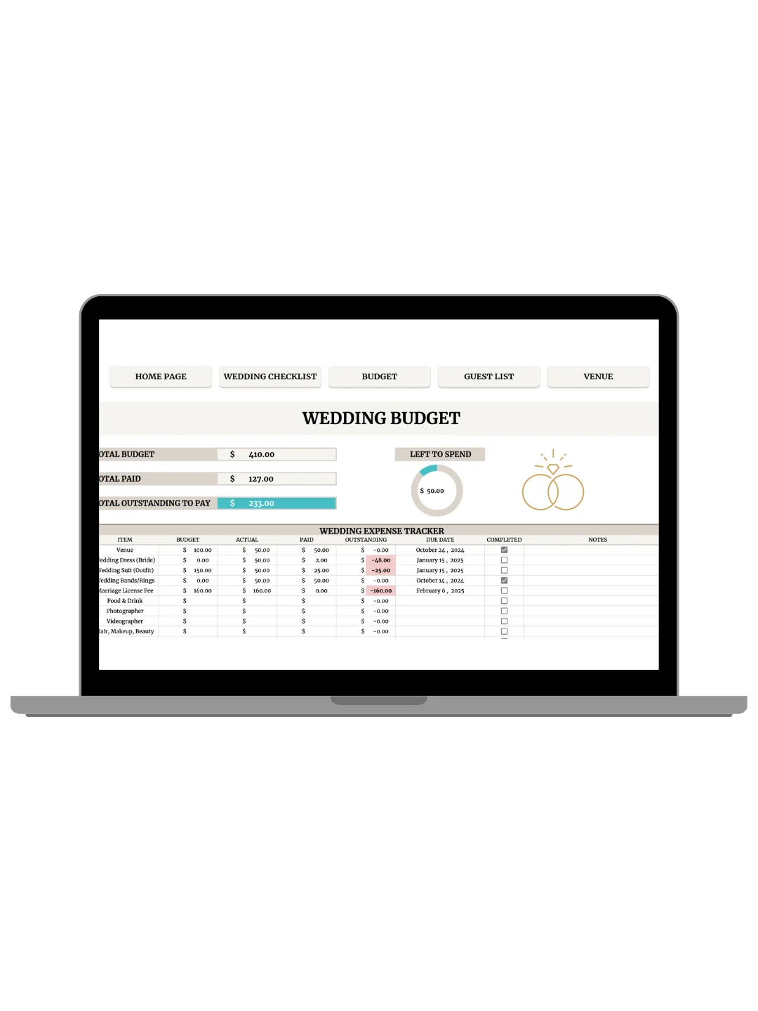 Wedding Planning Spreadsheet product image (3)