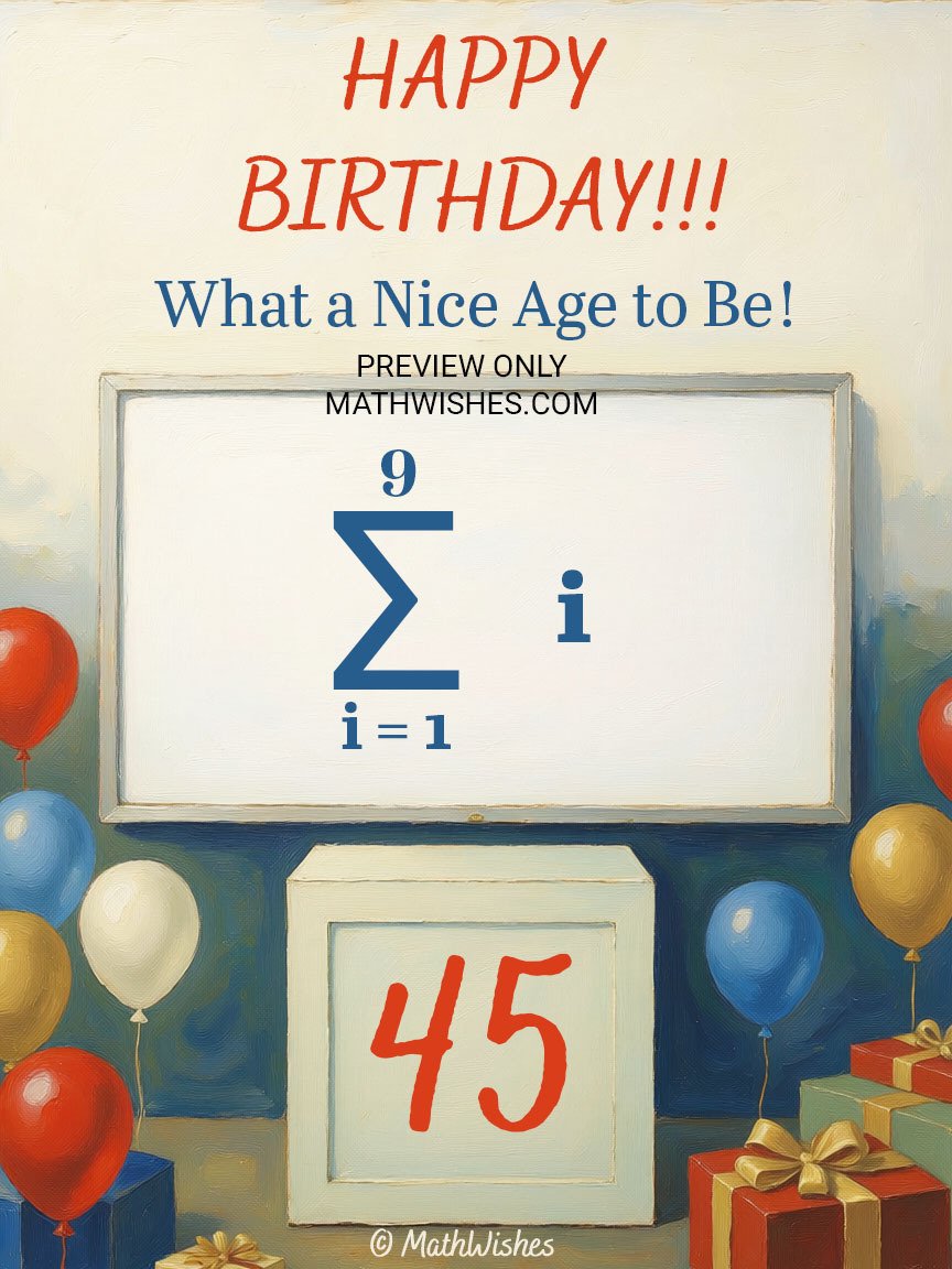 45th Birthday Card - Summation Formula product image (1)
