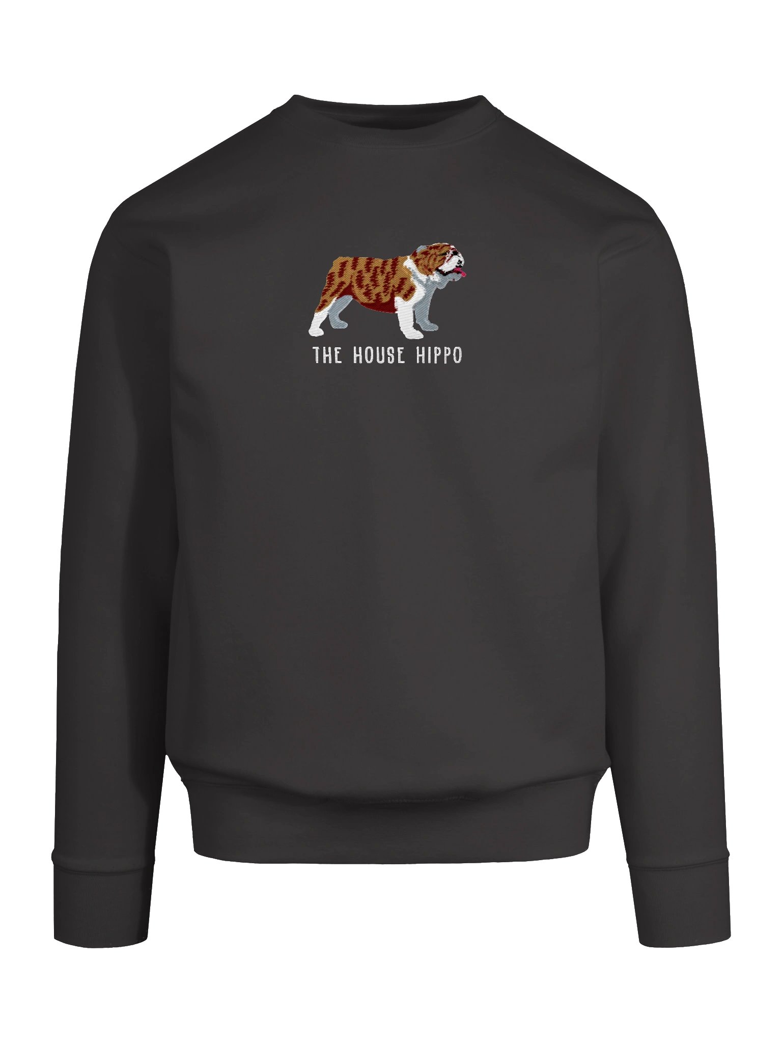 The House Hippo Sweatshirt (Embroidered) of an English Bulldog(Brindle & White) product image (53)