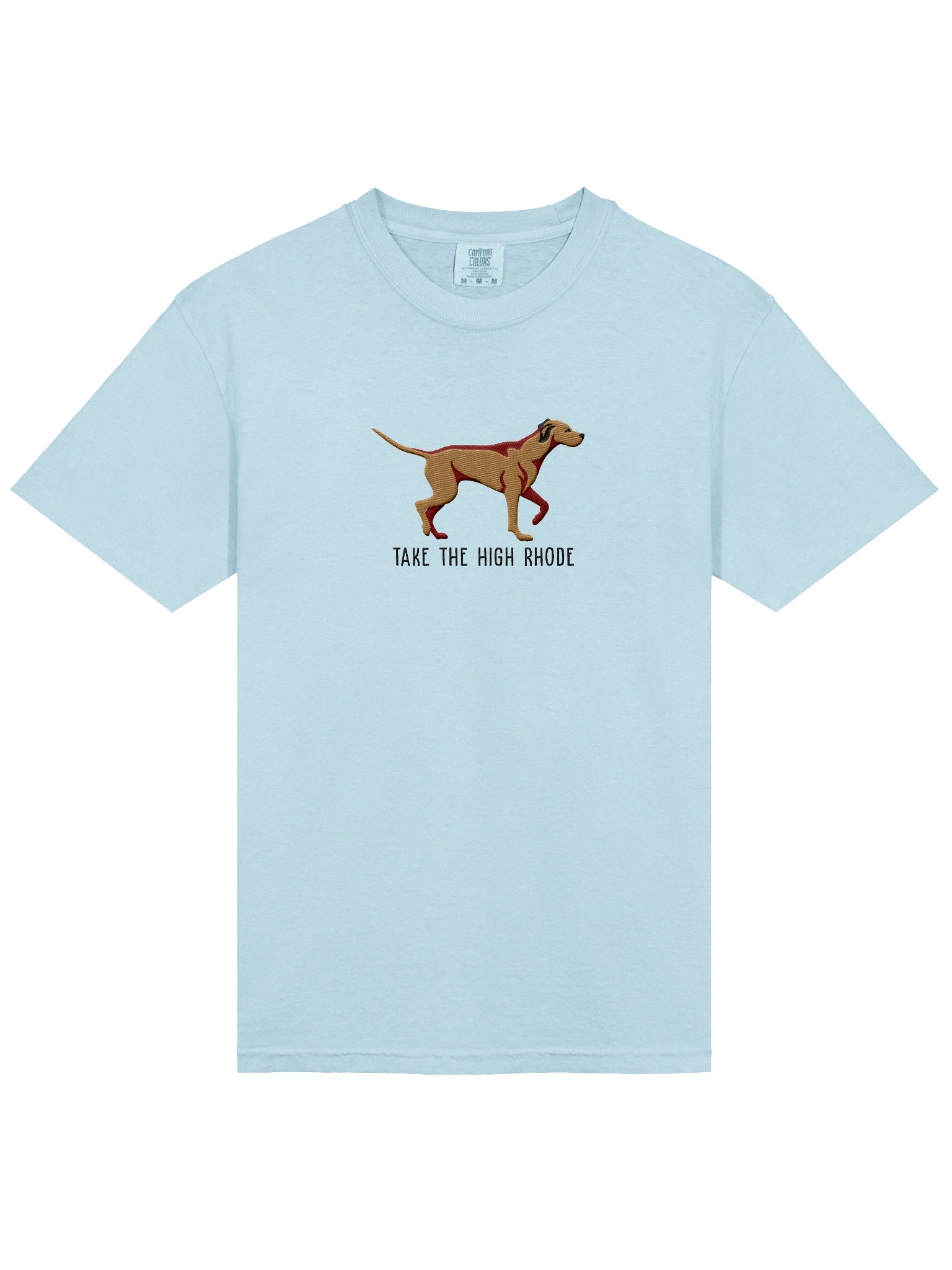 Take the High Rhode T-Shirt(Embroidered) of a Rhodesian Ridgeback(Tan) product image (6)