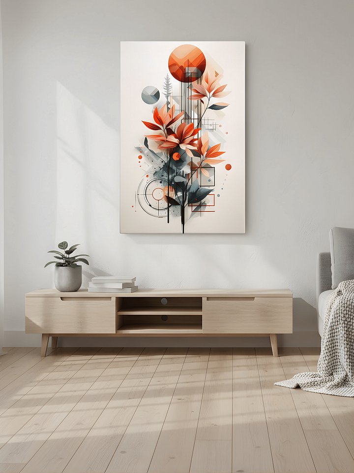 Modern Abstract Botanical Geometry with Sunset Tones Canvas product image (2)