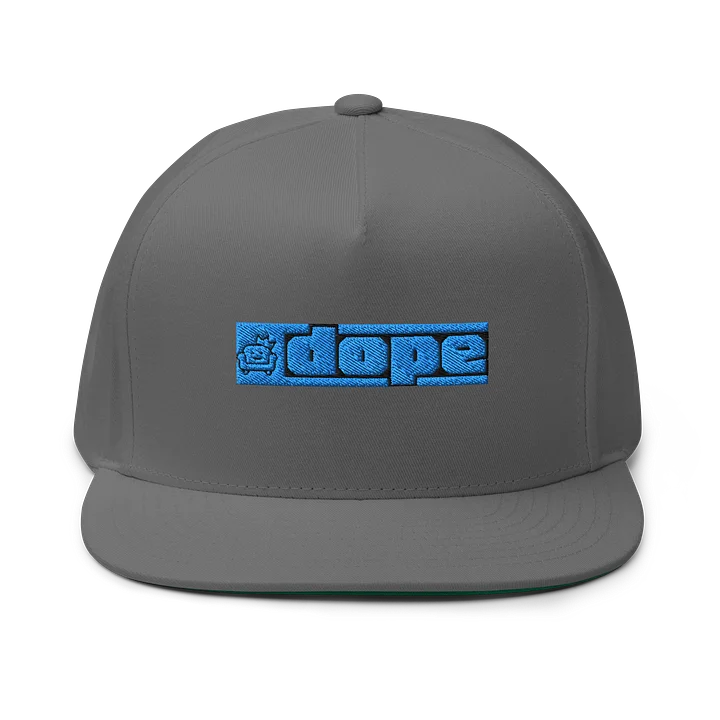 Gray Flat Brimmed Hat Blue Logo product image (1)