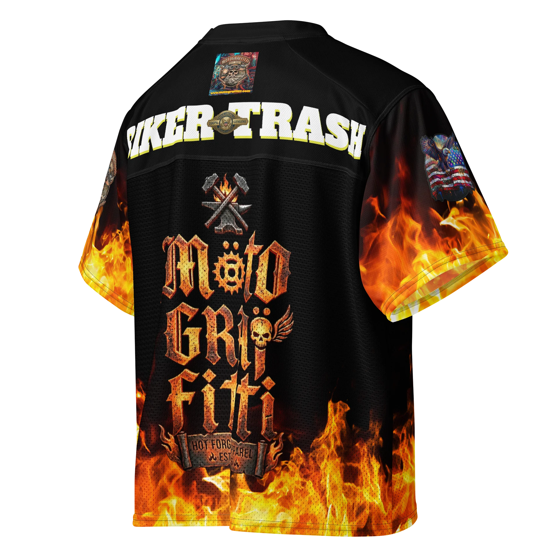 MötoGraffitti Biker Trash - Fiery Forge Football Jersey product image (4)
