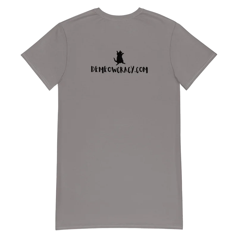 Dancing Demeowcracy Feline Grey T-Shirt Dress product image (7)