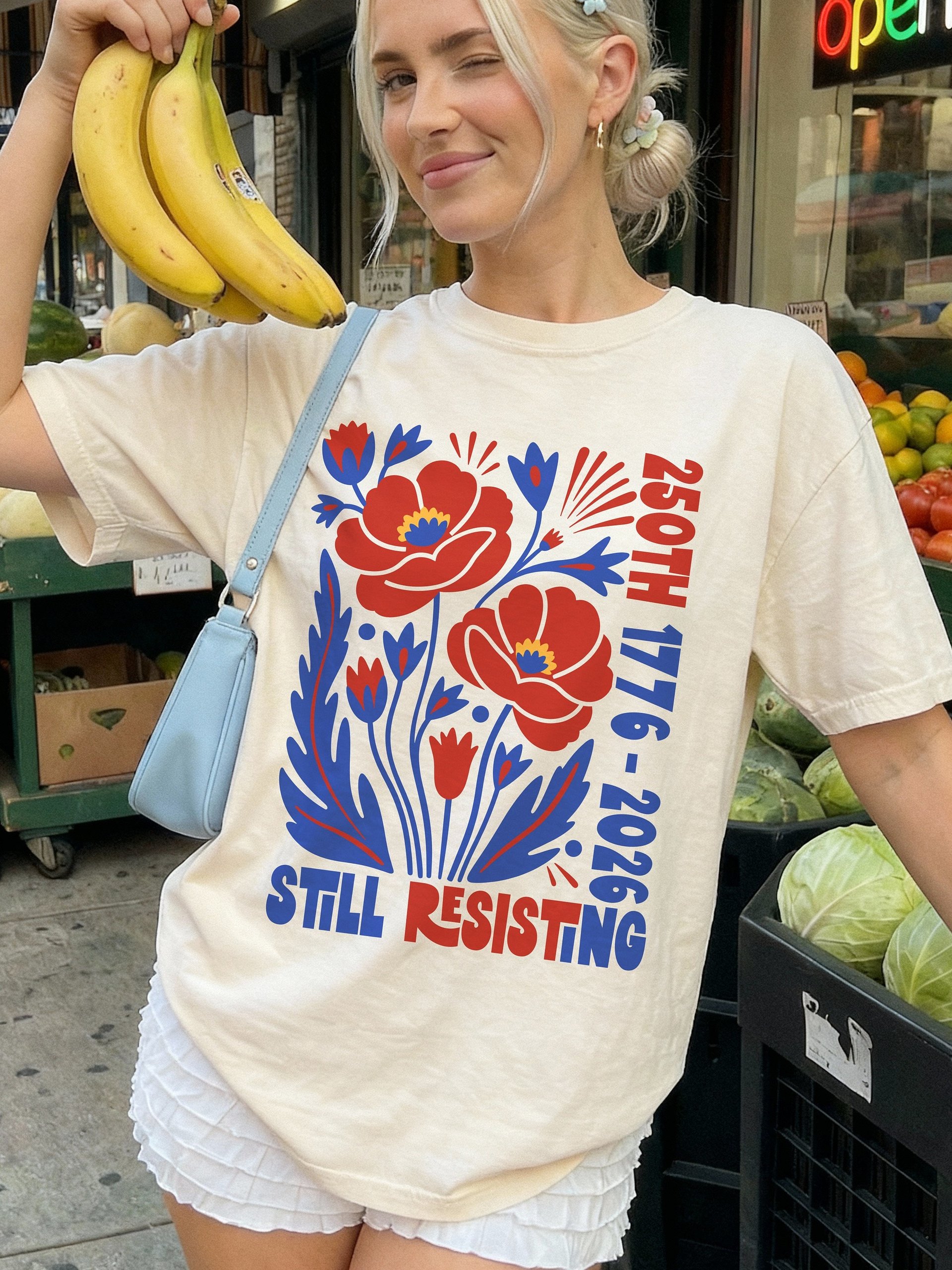 Still Resisting Boho Astract Poppies, Anti Trump 250th Bday Shiirt product image (41)