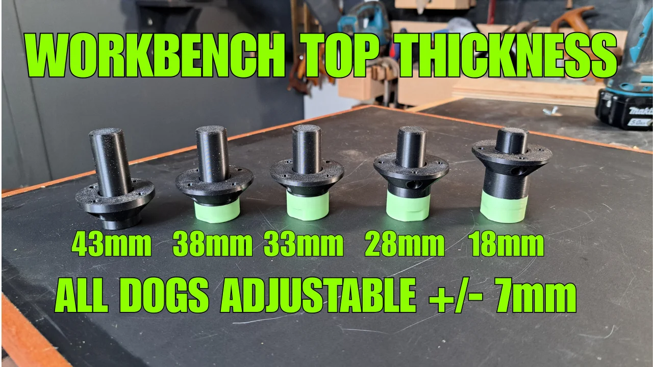 Pop-up Bench Dogs with MFT Undermounts 3D print files. product image (1)
